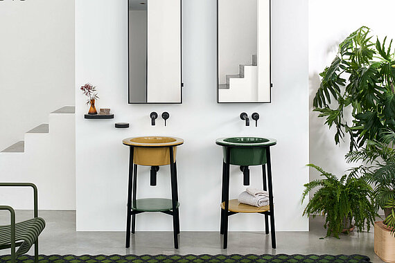 CATINO Tondo, freistehende Waschtisch-Kombination mit Spiegelschrank 'Simple Tall Box'